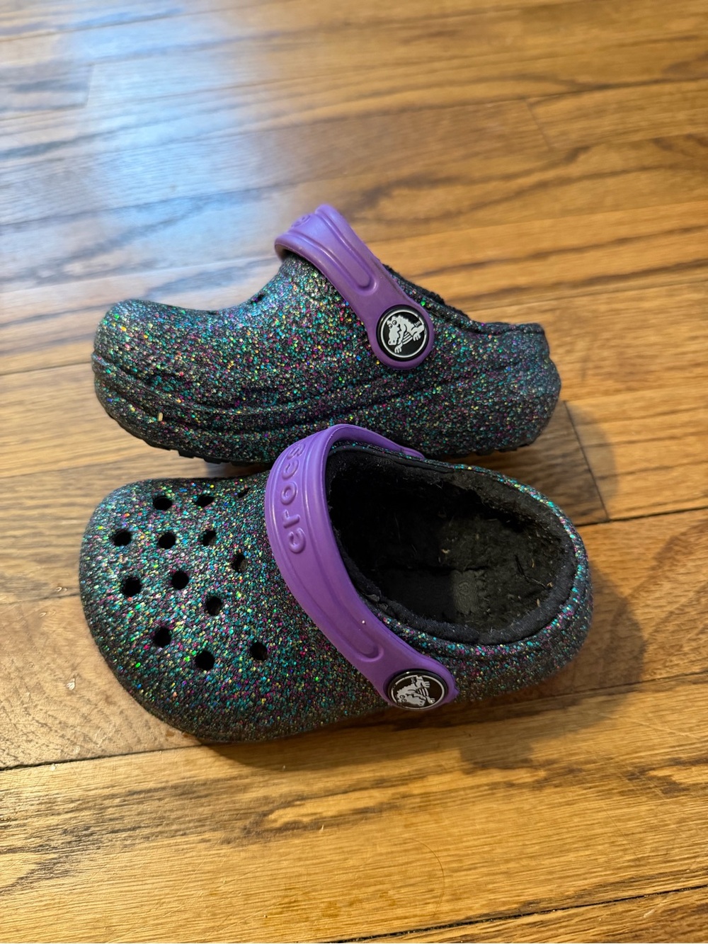 CROCS Kids Glitter Clog with Purple Strap